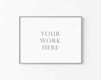 Landscape Frame Mockup, 4x3 Horizontal Frame Mockup, Grey Frame Mockup, Rectangular Frame Mockup, Slim Frame Mockup, Digital Frame Mockup