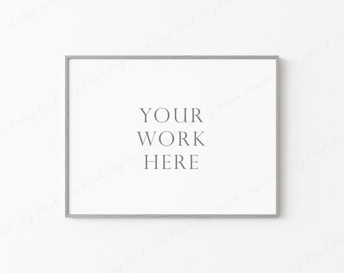 Landscape Frame Mockup, 4x3 Horizontal Frame Mockup, Grey Frame Mockup, Rectangular Frame Mockup, Slim Frame Mockup, Digital Frame Mockup