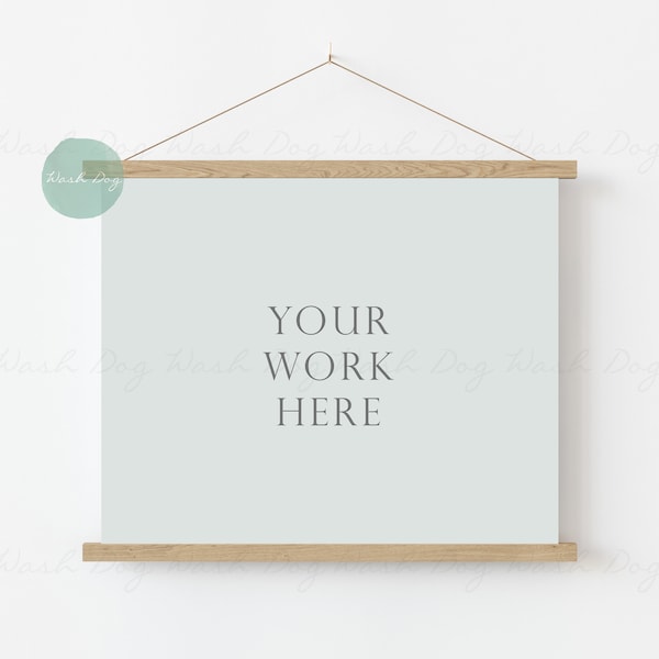 Landscape poster mock up, Farmhouse wood sign banner frame mockup, Poster bar hanging frame, Print hanger mockup, Poster frame 8x10 mock up