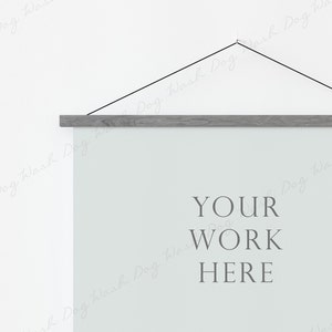 Horizontal poster hanger mock up, Photo magnetic mockup, 2x3 poster frame, Poster mockup landscape, Magnetic frame wood poster hanger mockup image 2