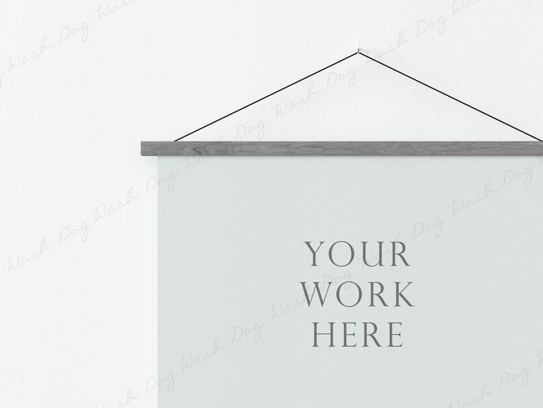 Horizontal poster hanger mock up, Photo magnetic mockup, 2x3 poster frame, Poster mockup landscape, Magnetic frame wood poster hanger mockup image 2