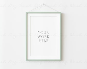 Greenery frame mock up, Vertical frame mock up, Frame hanging mockup, Miniature picture frame mockup, Pastel green frame, Picture frame 4x6