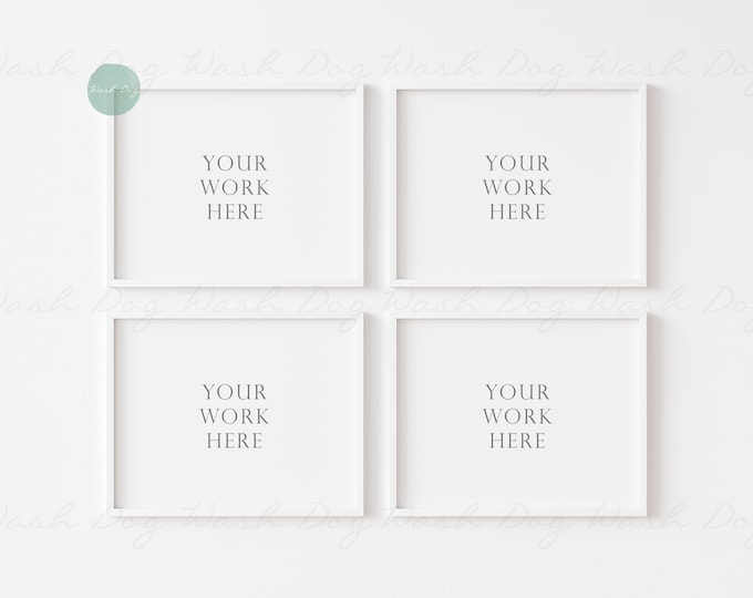 Set of 4 horizontal frame mockup, 11x14 frame mockup, Horizontal frame white, Wall frame mockup, Four 11x14 mockup, Four frame mock up