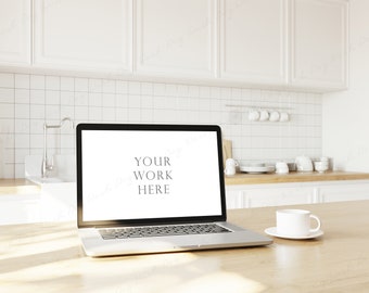 MacBook Mockup, Screen Mockup, Laptop Mockup, Computer Mockup, Desktop Styled Stock, Digital Mockup, Device Mockup, Kitchen Interior Mockup