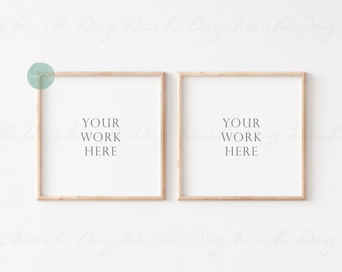 Two square wood frame, Mock up two frames, Square two frames, 2 frame, Digital wood frame, Two wood frame mockup, Square 2 frame mockup