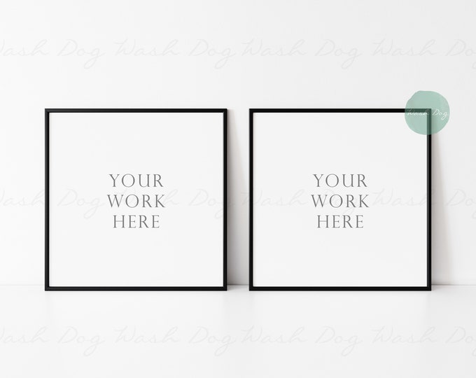 Two square frames mockup, Frame two, Two square frame, Two photo frame, Digital two frame, Square, Two photo frame psd, 2 frames mockup