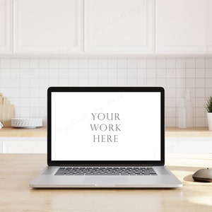 Laptop Screen Mockup, Computer Mockup, MacBook Mockup, Screen Mockup, Laptop Mockup, Digital Device Mockup, Laptop on a desk, Kitchen Mockup