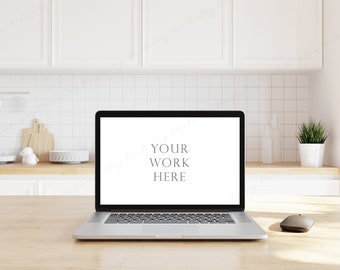Laptop Screen Mockup, Computer Mockup, MacBook Mockup, Screen Mockup, Laptop Mockup, Digital Device Mockup, Laptop on a desk, Kitchen Mockup