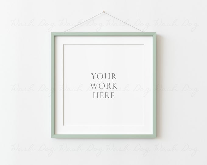 Farmhouse sign mockup, Framed mockup 10x10, Hanger frame mock up, Greenery frame border, Natural mockup frame, Square digital frame mock up