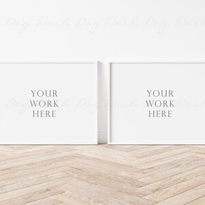 May include: Two white picture frames with a white mat and a white background. The text "YOUR WORK HERE" is printed in the center of each frame.