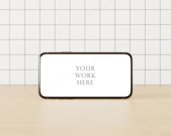 Landscape iPhone Mockup, Smartphone Mockup, Horizontal Phone Mockup, Cell Phone Mockup, Mobile Mockup, Device Mockup, iPhone Isolated Mockup