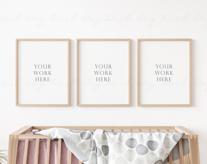 Nursery mockup frame, Three vertical frame, Nursery mock ups, Nursery frame, Children room mockup, Three vertical frame, Mockup three frames