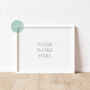 May include: A white picture frame with a white mount and a white background. The text "YOUR WORK HERE" is printed in black inside the frame.