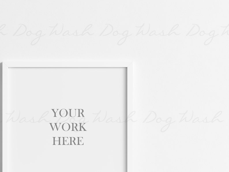 May include: A white picture frame with a white mat and a white background. The text "YOUR WORK HERE" is printed in gray in the center of the frame.