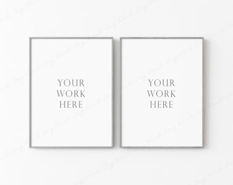 Two Vertical Frame Mockup, Digital Frame Mockup, Grey Frame Mockup, 2 Frame Mockups, Grey Slim Frames, 4x3 Frame Mockup, Photo Frame Mockup