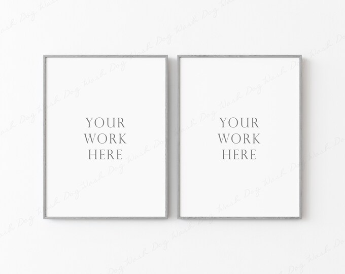Two Vertical Frame Mockup, Digital Frame Mockup, Grey Frame Mockup, 2 Frame Mockups, Grey Slim Frames, 4x3 Frame Mockup, Photo Frame Mockup