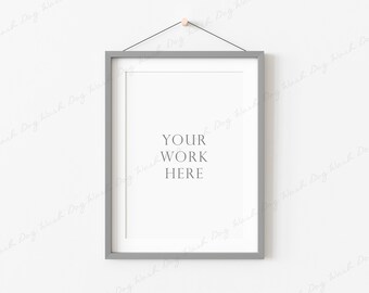 Rectangular Frames Mockup, Hanging Frame Mockup, Landscape Frame, Grey Frame Mockup, Grey Thin Frame, Mockup for Art, Picture Frame Mockup