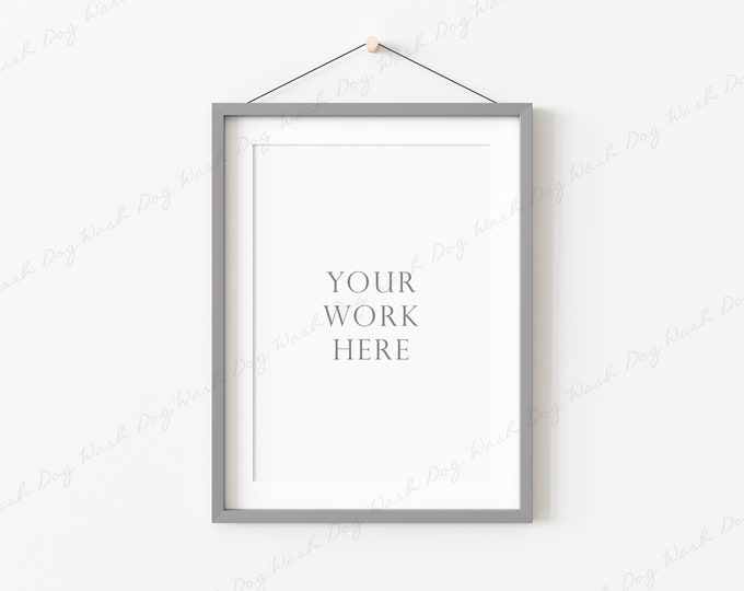 Rectangular Frames Mockup, Hanging Frame Mockup, Landscape Frame, Grey Frame Mockup, Grey Thin Frame, Mockup for Art, Picture Frame Mockup