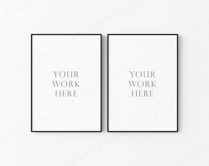 2 Vertical Frame Mockup, Black Frame Mockup, Gallery Frame Mockup, Two Frame Mockup, Black Thin Frame, 5x7 Frame Mockup, Photo Frame Mockup