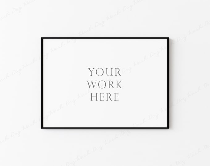 5x7 Horizontal Frame Mockup, Black Frame Mockup, Landscape Frame Mockup, Rectangular Frame Mockup, Poster Frame Mockup, Digital Frame Mockup