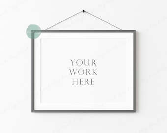 Hanging Frame Mockup, Landscape Frame Mockup, 3x4 Horizontal Frame Mockup, Grey Frame Mockup, Boho Frame Mockup, 3x4 Digital Frame Mockup
