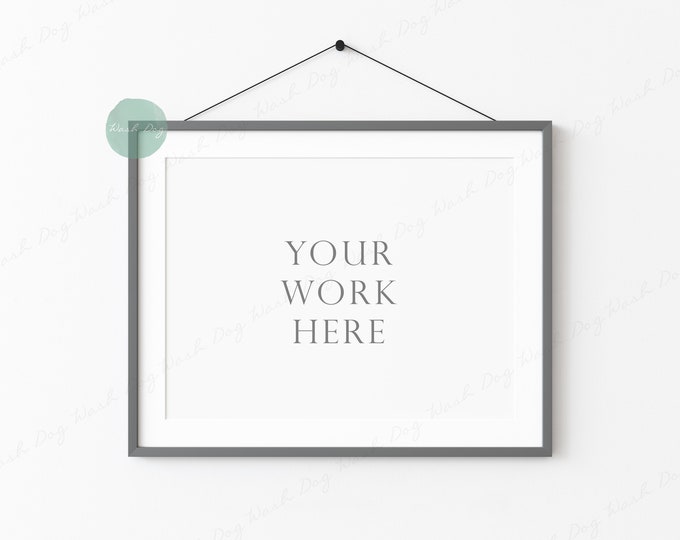 Hanging Frame Mockup, Landscape Frame Mockup, 3x4 Horizontal Frame Mockup, Grey Frame Mockup, Boho Frame Mockup, 3x4 Digital Frame Mockup