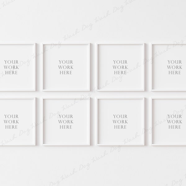 Eight Square Frame Mockup, Digital Frame Mockup, Empty Frame Mockup, White Frame Mockup, Portrait Frame, Mockup for Art, Poster Frame Mockup