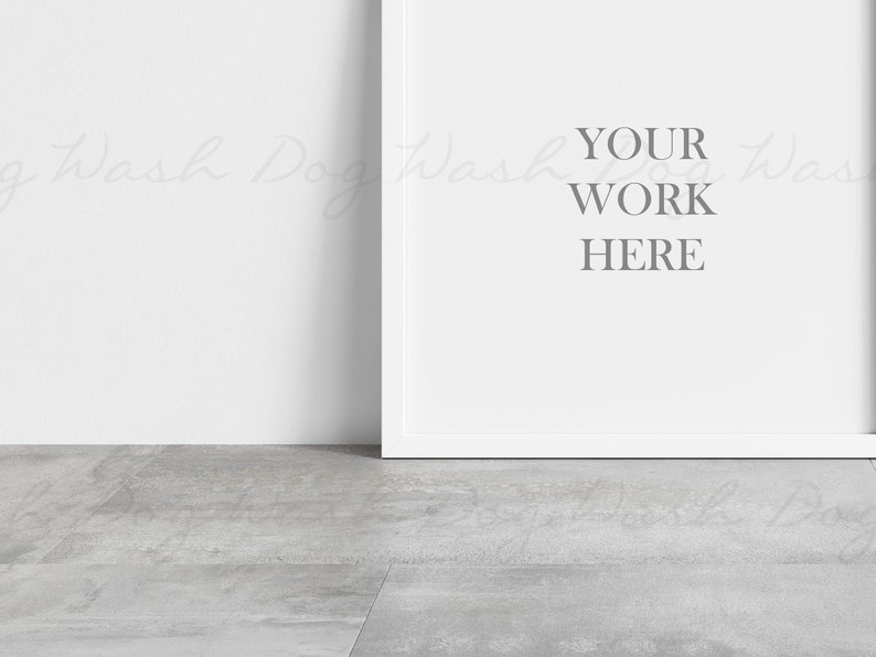 May include: A white picture frame with a white mat and a white background. The text "YOUR WORK HERE" is printed in the center of the frame.