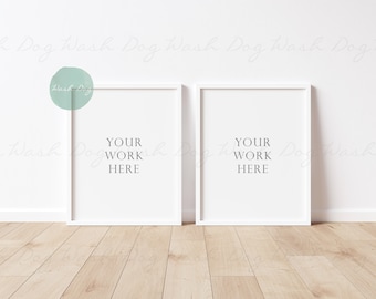 Two vertical white frame, Frame mockup white, White mock up, Wood floor frame, Two frame vertical, Wooden white, Two vertical, Two mock up