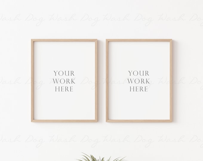 Two vertical mockup, 11x14 vertical mock, Two vertical wood frame, Vertical two frame mock, Art print mockup, Frame, 2 vertical frame wood