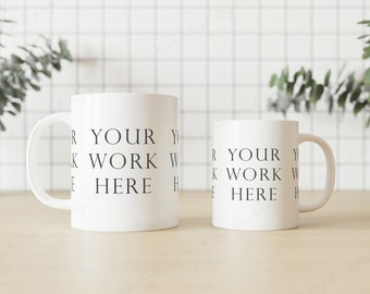 Two White Mug Mockup, 2 Mug Mockups, Coffee Mug Mockup, Coffee Cup Mockups, Blank Mug Mockup, Ceramic Mugs, Sublimation Mug, PSD Mug Mockup