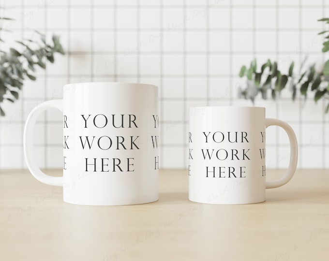 Two White Mug Mockup, 2 Mug Mockups, Coffee Mug Mockup, Coffee Cup Mockups, Blank Mug Mockup, Ceramic Mugs, Sublimation Mug, PSD Mug Mockup