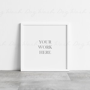 May include: A white picture frame with a white mat and a white background. The text "YOUR WORK HERE" is printed in gray on the white background.