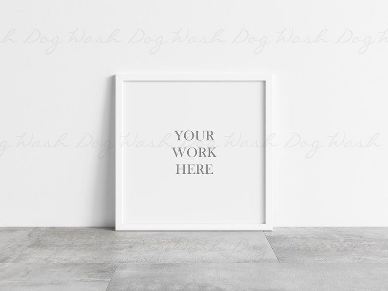 May include: A white picture frame with a white mat and a white background. The text "YOUR WORK HERE" is printed in gray on the white background.