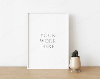 Minimalist Vertical Frame, Vertical Frame Mockup, White Frame Mockup, Vertical Picture Frame, Poster Frame Mockup, Botanical Poster Mockup
