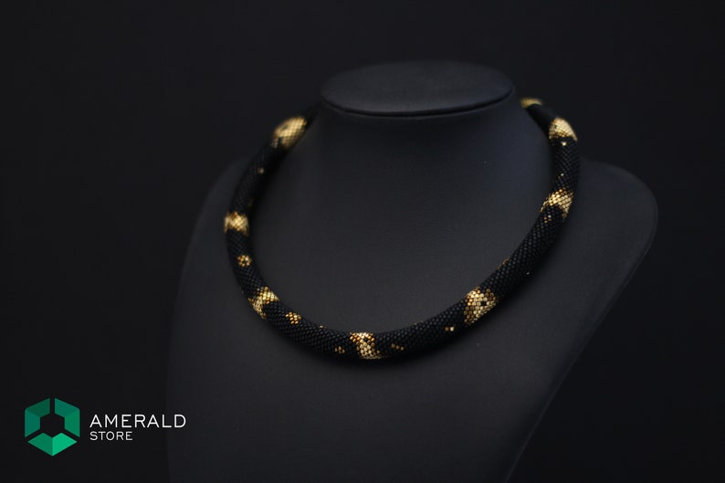 Snake bead necklace Snake crochet necklace Gold snake bead necklace Rope crochet necklace Bead Crochet Necklace