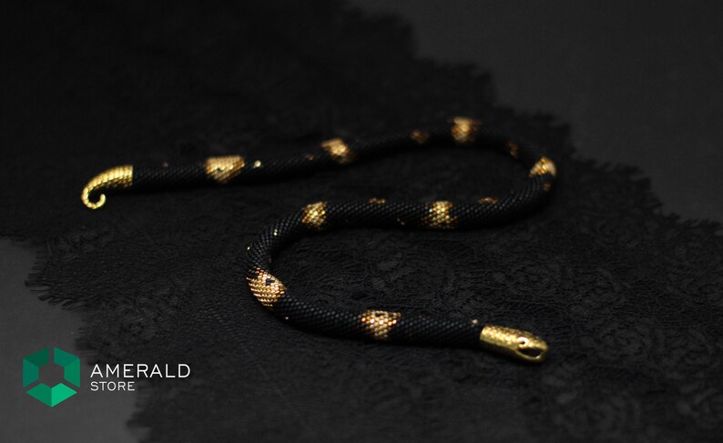 Bead Crochet Necklace Snake bead necklace Gold snake bead necklace Snake crochet necklace Rope crochet necklace