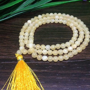 One (1) Natural 6mm Honey Calcite Mala With 108 Prayer Beads Perfect For Mediation Honey Calcite mala ~ Honey Calcite Necklace ~ JP130