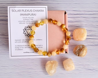 SOLAR PLEXUS Crystal Chakra Stones, Healing Crystal Set for Personal Chakra Use,Grounding Stones Energy Balancing, Thoughtful Spiritual Gift
