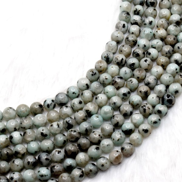 Kiwi Jasper Crystal Beads, 5 Loose Beads Set, 4-12mm Round Crystal Beads for Necklace, Jewelry Crafting Mala Bead Strand, Meditation Gift