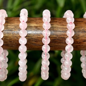 Rose Quartz Crystal Bracelet, Large 10mm or 8mm Natural Gemstone Beads 10mm