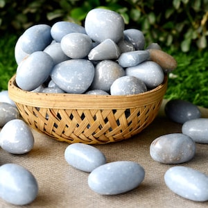 Angelite Tumbled Stones A Grade Angelite Healing Crystals, Gemstone Natural Tumbled Stones in pack sizes of 1, 2, 3, 5 and 10 Piecesb