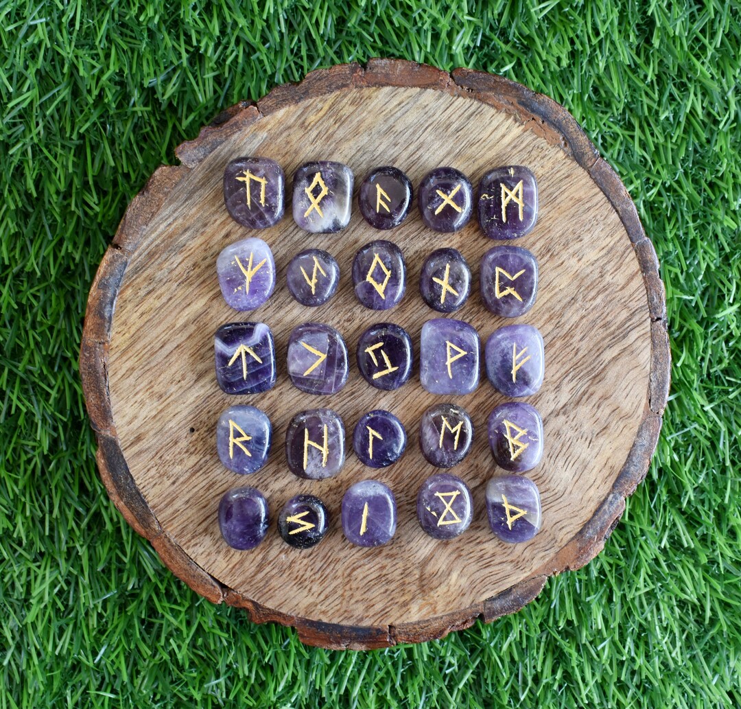 Amethyst Rune Sets Elder Futhark Rune Set Gemstone Runic Set Comes With
