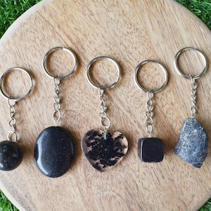 Natural Black Tourmaline Crystal Keychains, Tourmaline Stone Key Chain, Charm Key Ring, Crystal Accessory Gemstone Key Holder Key Caps