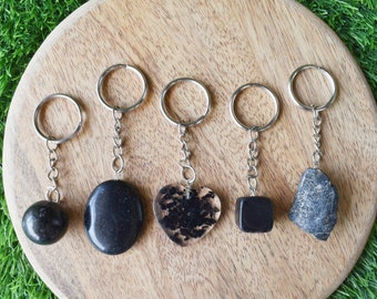 Natural Black Tourmaline Crystal Keychains, Tourmaline Stone Key Chain, Charm Key Ring, Crystal Accessory Gemstone Key Holder Key Caps