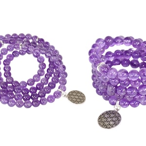 Amethyst Mala Beads Necklace, 108 Beads Mala Bracelet, Amethyst Stone Mala 108 Prayer Beads Crystal Jewelry Meditation Mala,Amethyst Jewelry