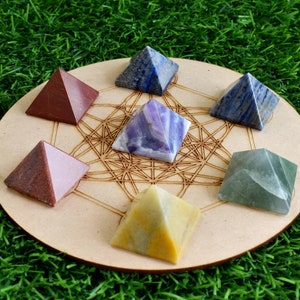 7 Chakra Stones Pyramids Set, Energy Healing Crystals Set, Spiritual Crystals Set, Self Care Crystals Starter Kit