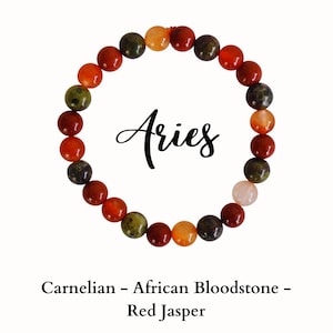 Aries Zodiac Bracelet, Zodiac Sign Gifts, Zodiac Gifts, Aries Zodiac Crystals Bracelet, Aries Birthstone Stone Bracelet Zodiac Jewelry