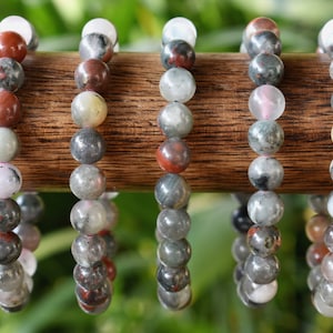 Conglomerate Bracelet 4mm, 6mm, 8mm, 10mm A Round Bead Bracelet,  Gemstone Bracelet Healing Stones
