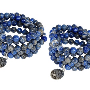 Lapis Lazuli Mala Beads Necklace, 108 Beads Mala Bracelet, Lapis Lazuli Stone Mala 108 Prayer Beads Blue Crystal Jewelry Meditation Mala